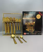 Vikalina 034 stendidagi pichoqlar toplami (oltin bilan qoplangan)  36 ta buyum  zanglamaydigan polat  sovga qutisi. (Assortiment)