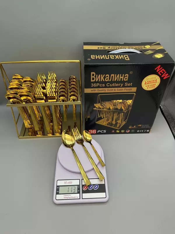  Vikalina 034 stendidagi pichoqlar toplami (oltin bilan qoplangan)  36 ta buyum  zanglamaydigan polat  sovga qutisi. (Assortiment) - 