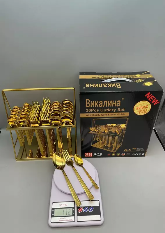  Vikalina 037 stendidagi pichoqlar toplami (oltin bilan qoplangan)  36 ta buyum  zanglamaydigan polat  sovga qutisi. (Assortiment) - 