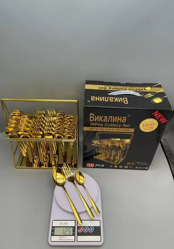  Vikalina 038 stendidagi pichoqlar toplami (oltin bilan qoplangan)  36 ta buyum  zanglamaydigan polat  sovga qutisi. (Assortiment) - 
