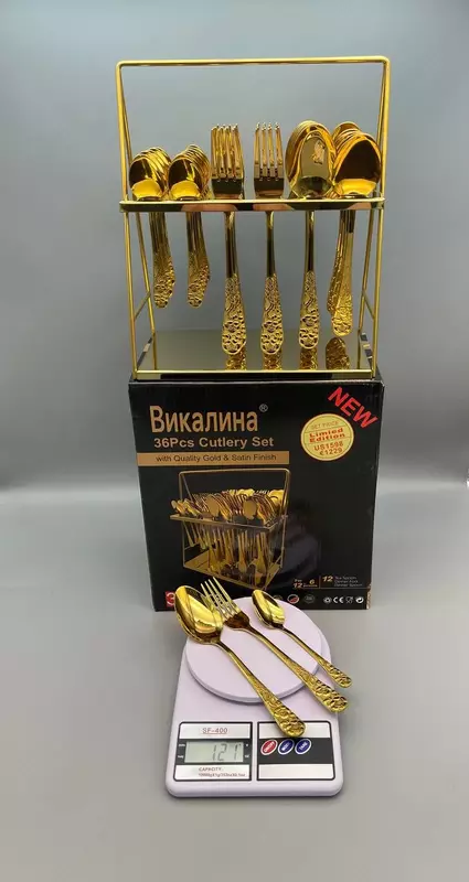  Vikalina 033 stendidagi pichoqlar toplami (oltin bilan qoplangan)  36 ta buyum  zanglamaydigan polat  sovga qutisi. (Assortiment) - 