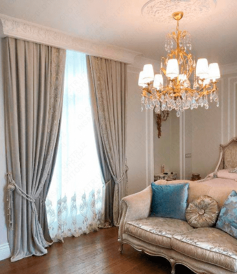 Комбинированные классические шторы с подхватами