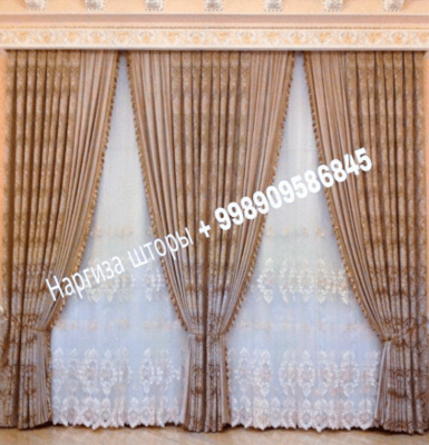 Услуги по пошиву комбинированных штор в театральном стиле - от 100 000 сум