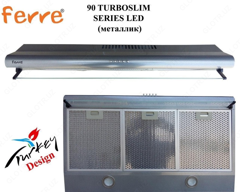 Вытяжка FERRE 90 TURBOSLIM SERIES LED (металлик)