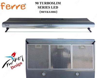 Вытяжка FERRE 90 TURBOSLIM SERIES LED (металлик)