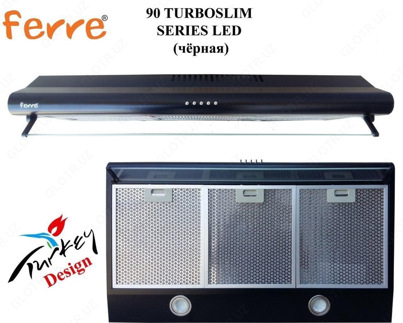 Вытяжка FERRE 90 TURBOSLIM SERIES LED (черная)