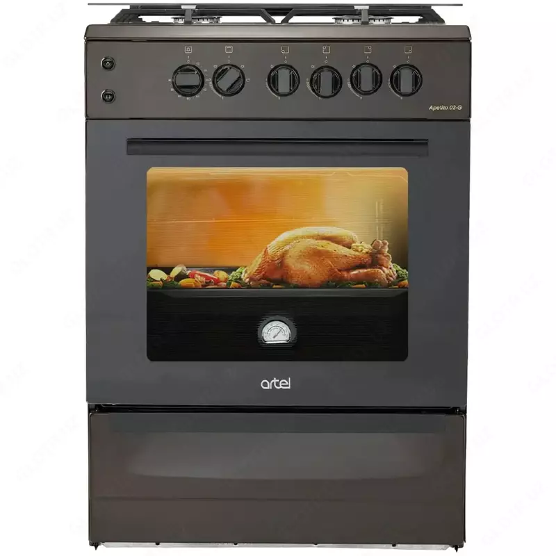 ARTEL gaz plitasi Apetito 02-G CHU  65 l  elektr otash  issiq suv (jigarrang)