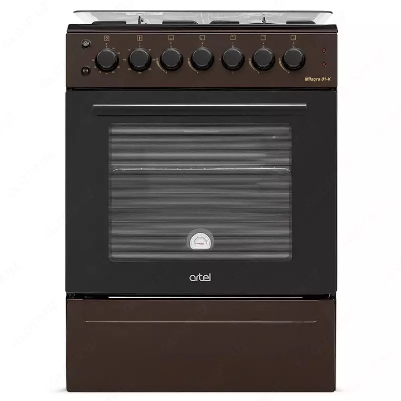 Kombinatsiyalangan pechka (3 gaz, 1 elektr) "ARTEL" Milagro 01-K V1, 65 l, pechda GC bilan, elektr olovli (jigarrang)