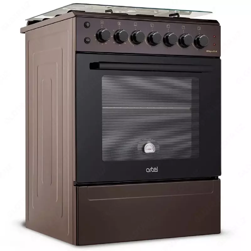 Kombinatsiyalangan pechka (3 gaz, 1 elektr) "ARTEL" Milagro 01-K V1, 65 l, pechda GC bilan, elektr olovli (jigarrang)