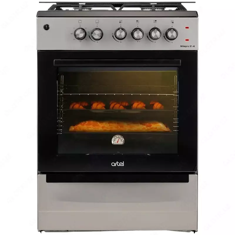 Kombinatsiyalangan pechka (3 gaz  1 elektr) ARTEL Milagro 01-K V1  65 l  pechda GC bilan  elektr olovli (kulrang)