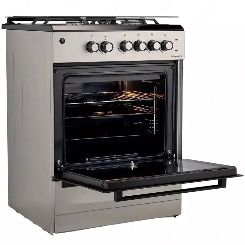  Kombinatsiyalangan pechka (3 gaz  1 elektr) ARTEL Milagro 01-K V1  65 l  pechda GC bilan  elektr olovli (kulrang) - 