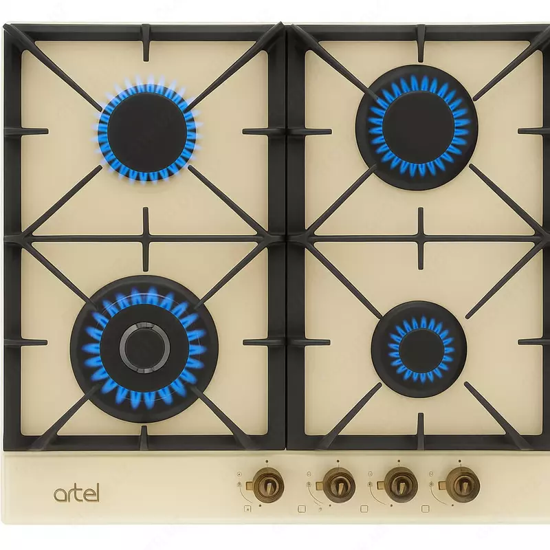 Ornatilgan plita (gazli) Artel Retro  A64-1330  WOK  4 konf.  elektr ateşleme  g/k (Bej/mis)