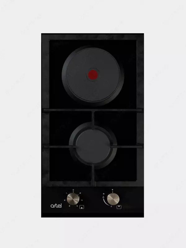 Встраиваемая варочная панель (комбинированная) "Artel" Premio A31-0720, 1 конф газ., 1 электро, электроподжиг (Черная)