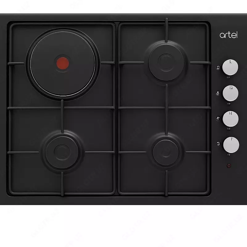 Встраиваемая варочная панель (комбинированная) Artel Classico V63-0430  3 конф. газ  1 электро  электроподжиг  г/к (Черная)