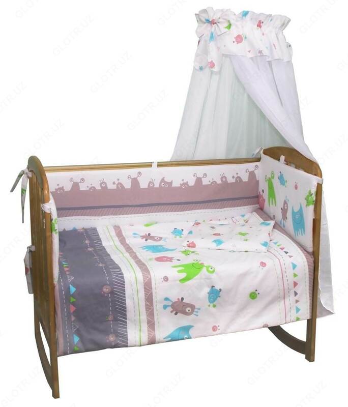 Polini Kids beshikli yirtqich hayvonlar uchun 7 ta buyum  140x70  turkuaz