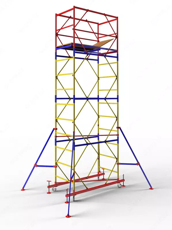 Вышка тура (леса на колесах) с деревянным настилом в комплекте