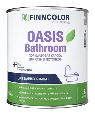 Интерьерный краска для влаж. помещ. OASIS BATHROOM A глубоко/мат 0.9л