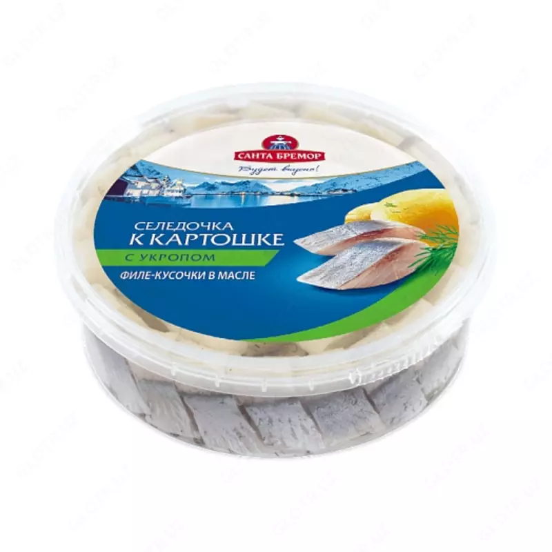 Филе сельди Санта Бремор "Селедочка к картошке" с укропом в масле (350 гр)