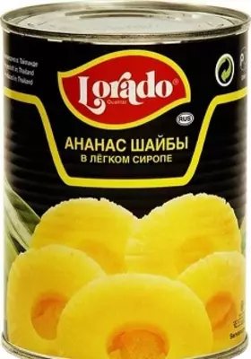 "Lorado" Ананас Шайбы в легком сиропе консервированный 580 мл