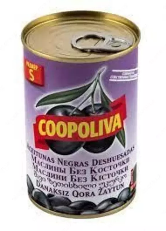 Испанские черные маслины без косточки Coopoliva (370 г)