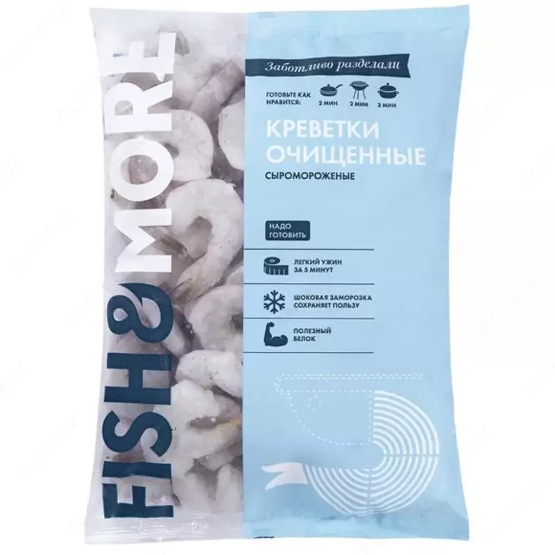 КРЕВЕТКИ КОРОЛЕВСКИЕ СЫРОМОРОЖЕНЫЕ ОЧИЩЕННЫЕ С ХВОСТОМ, 1000г