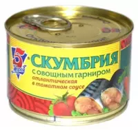 5 Морей скумбрия в томатном соусе с овощным гарниром