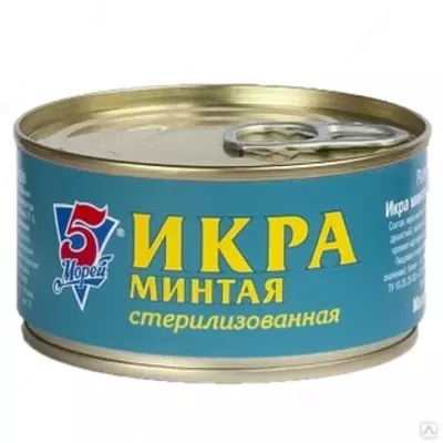 "5 dengiz" sterilizatsiya qilingan Pollok ikra.temir yo'l 125g