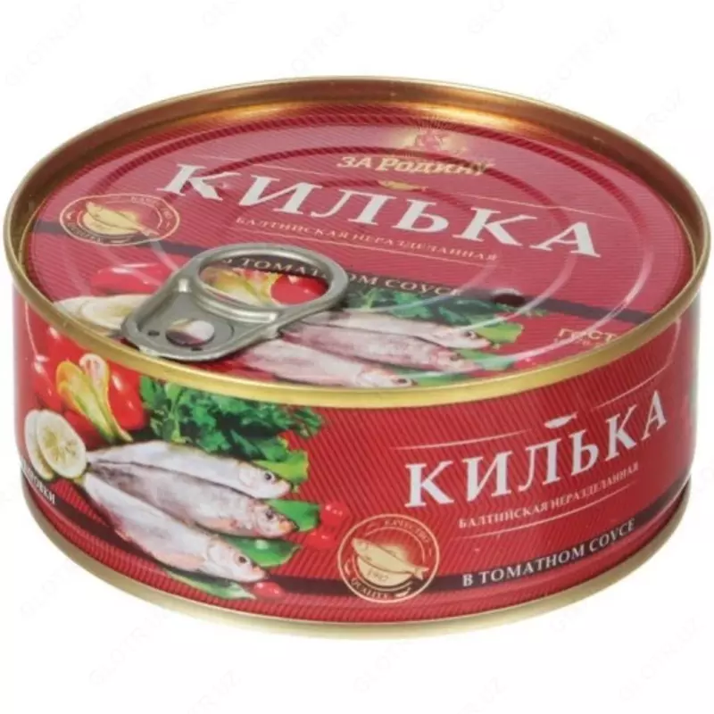 Килька балтийская неразделанная в т/соусе За Родину (240 гр)