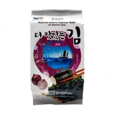 Жареная морская капуста «КИМ» со вкусом лука Hokang, Корея, 5 г