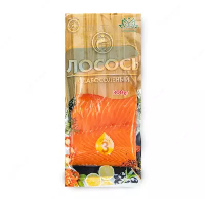 Лосось "Golden Fish" слабосолёный Филе кусок с кожей 300 гр