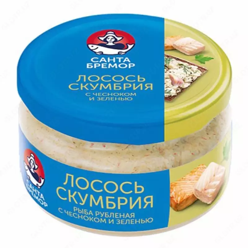 Скумбрия и лосось Санта Бремор рубленые с чесноком и зеленью 180 г