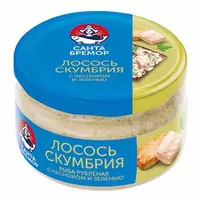 Скумбрия и лосось Санта Бремор рубленые с чесноком и зеленью 180 г