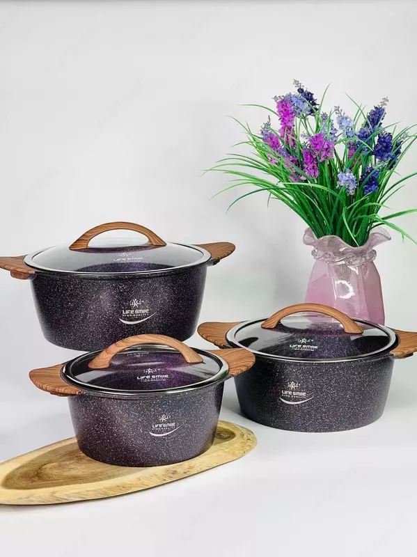 Набор кастрюль с гранитным покрытием от Life Smile