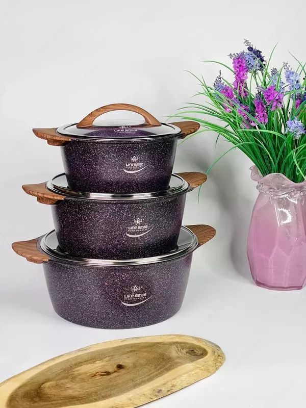 Набор кастрюль с гранитным покрытием от Life Smile