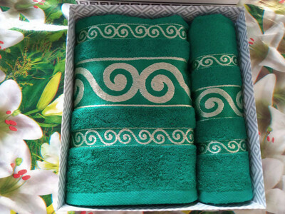 Комплект фирменных полотенец голубовато-зеленого цвета - 92 000 сум / комплект