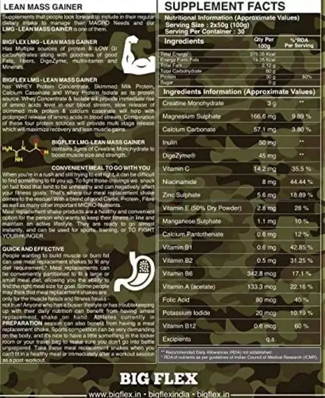 Bigflex Lean Mass Gainer 3kg Ulgurji va chakana