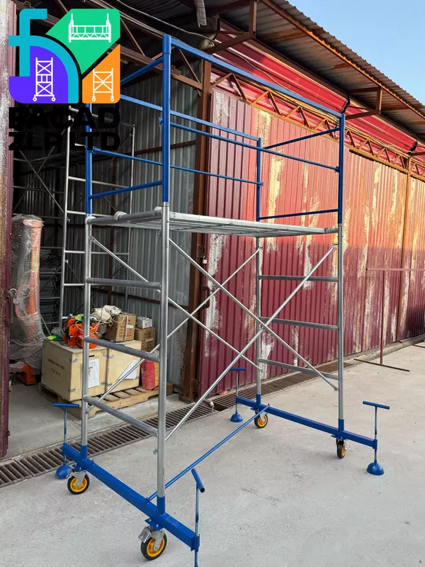  Леса строительные  с ограждением и колесами  из нержавеющей стали - 