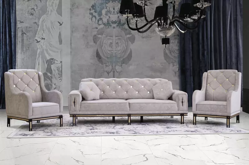 Iceberg yashash xonasi uchun yumshoq mebellar to'plami