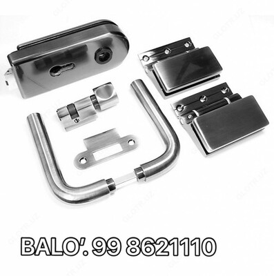 Комплект замок и петли для стеклянных дверей