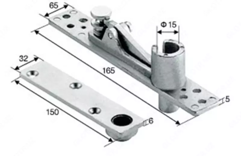 Маятниковая верхняя петля для двери BALO BL-A10019 (МДФ  алюдокс)