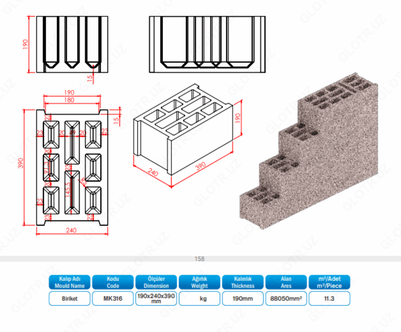 Tosh blok (12-modda)