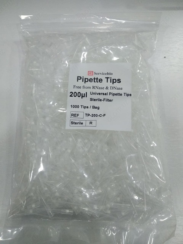 Pipet uchlari filtri bilan 200 mkl (DNase va RNase bepul, steril)