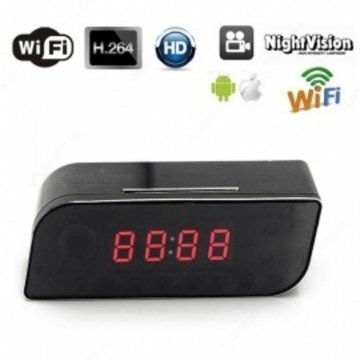Yashirin VIDEO KAMERA devor va stol soatiga o'rnatilgan