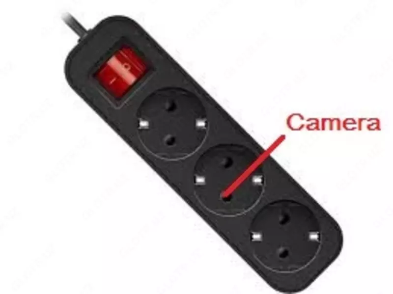 Скрытая видео аудио камера установленная в удленитель подачи электрического тока