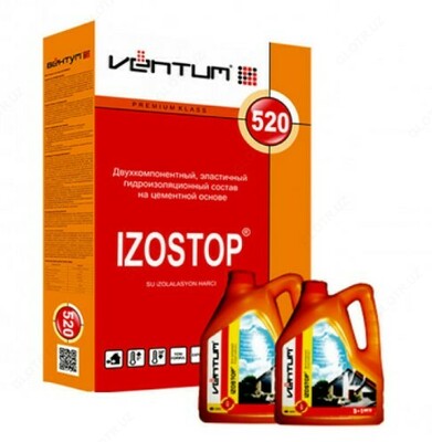 Двухкомпонентная гидроизоляция IZOSTOP 520 10кг + 1 емкость по 4 - 162 000 сум / упаковка
