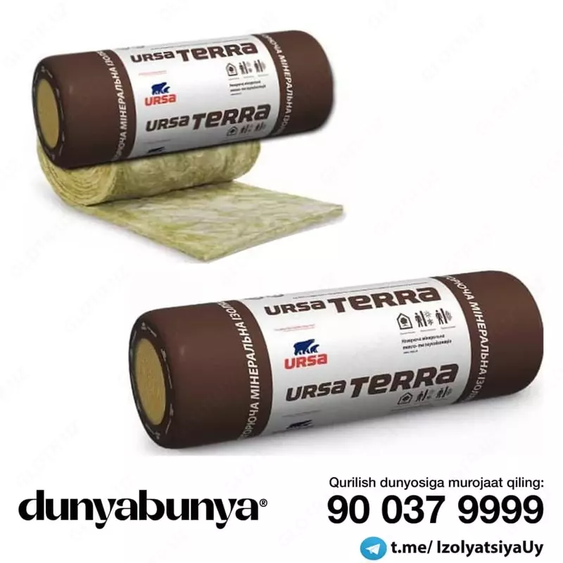 URSA TERRA 40 RN (Рулон 15 м2) тепло и звукоизоляция - 250 874.7 сум