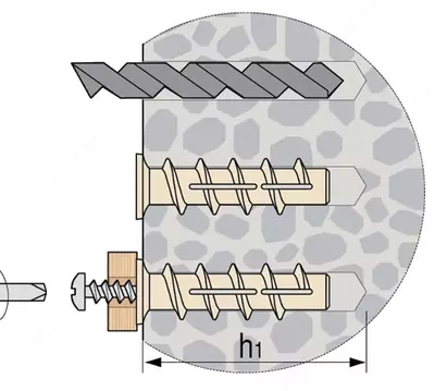 Дюбель пластиковый (пробка) (20 шт) газоблок (газобетон) 60*50
