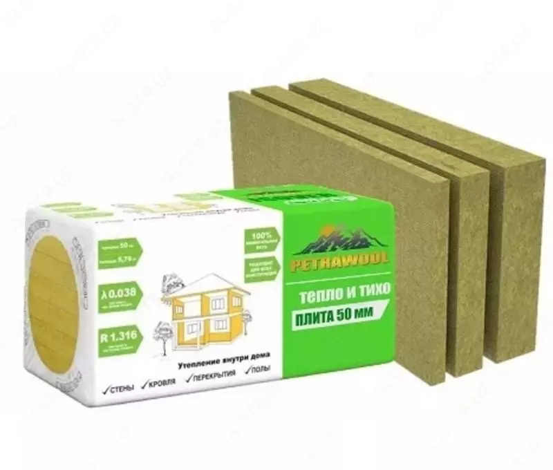 Базальт 50мм от 40кг/м3 до 160кг/м3 PETRAWOOL