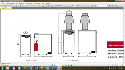 отопительный котел с атмосферной газовой горелкой в комплекте с дымоходом