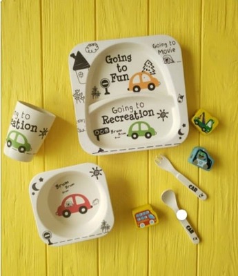 Набор детской столовой посуды из бамбука